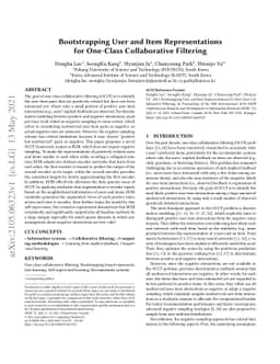 Bootstrapping User and Item Representations for One-Class Collaborative
  Filtering