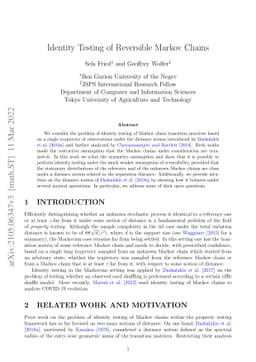 Identity testing of reversible Markov chains