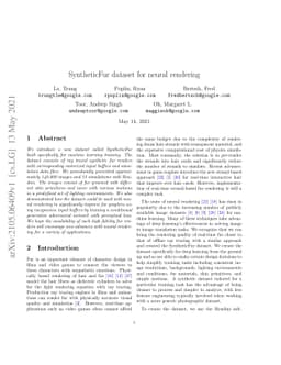 SyntheticFur dataset for neural rendering