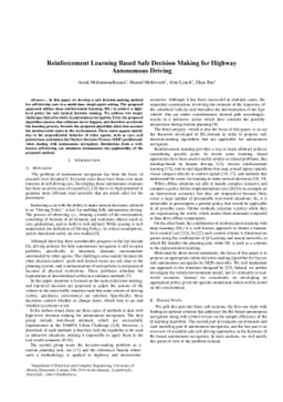 Reinforcement Learning Based Safe Decision Making for Highway Autonomous
  Driving