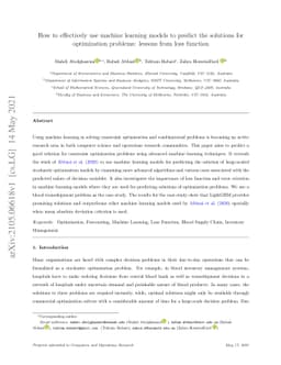 How to effectively use machine learning models to predict the solutions
  for optimization problems: lessons from loss function