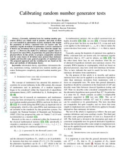 Calibrating random number generator tests