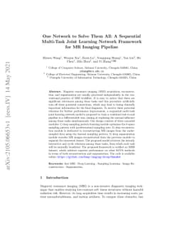 One Network to Solve Them All: A Sequential Multi-Task Joint Learning
  Network Framework for MR Imaging Pipeline