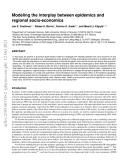 Modeling the interplay between epidemics and regional socio-economics
