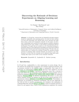 Discovering the Rationale of Decisions: Experiments on Aligning Learning
  and Reasoning