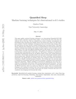 Quantified Sleep: Machine learning techniques for observational n-of-1
  studies