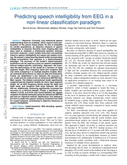Predicting speech intelligibility from EEG in a non-linear
  classification paradigm