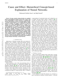 Cause and Effect: Hierarchical Concept-based Explanation of Neural
  Networks
