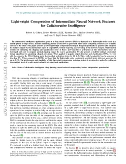 Lightweight Compression of Intermediate Neural Network Features for
  Collaborative Intelligence