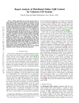 Regret Analysis of Distributed Online LQR Control for Unknown LTI
  Systems