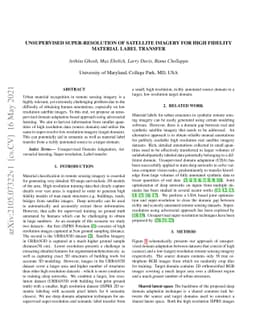 Unsupervised Super-Resolution of Satellite Imagery for High Fidelity
  Material Label Transfer