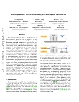 Semi-supervised Contrastive Learning with Similarity Co-calibration
