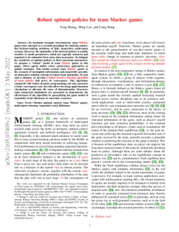 Robust optimal policies for team Markov games