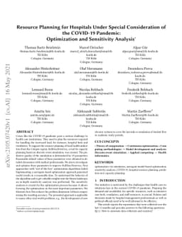 Resource Planning for Hospitals Under Special Consideration of the
  COVID-19 Pandemic: Optimization and Sensitivity Analysis