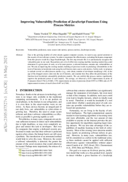 Improving Vulnerability Prediction of JavaScript Functions Using Process
  Metrics