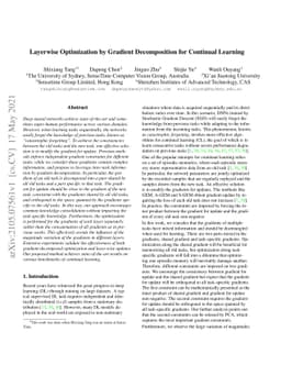 Layerwise Optimization by Gradient Decomposition for Continual Learning