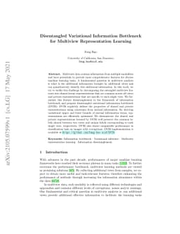 Disentangled Variational Information Bottleneck for Multiview
  Representation Learning