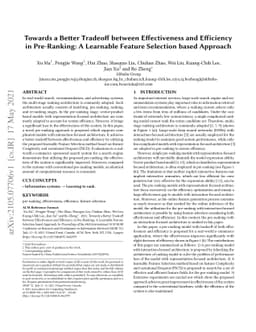 Towards a Better Tradeoff between Effectiveness and Efficiency in
  Pre-Ranking: A Learnable Feature Selection based Approach