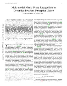 Multi-modal Visual Place Recognition in Dynamics-Invariant Perception
  Space