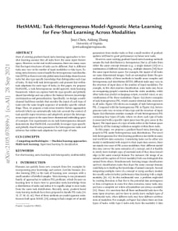 HetMAML: Task-Heterogeneous Model-Agnostic Meta-Learning for Few-Shot
  Learning Across Modalities