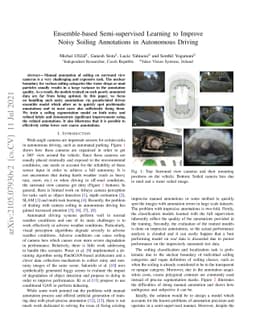 Ensemble-based Semi-supervised Learning to Improve Noisy Soiling
  Annotations in Autonomous Driving