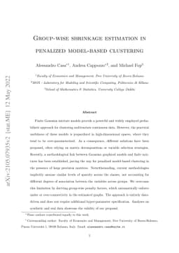 Group-wise shrinkage estimation in penalized model-based clustering