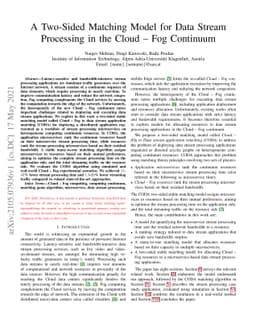 A Two-Sided Matching Model for Data Stream Processing in the Cloud-Fog
  Continuum