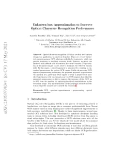 Unknown-box Approximation to Improve Optical Character Recognition
  Performance