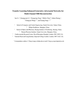 Transfer Learning Enhanced Generative Adversarial Networks for
  Multi-Channel MRI Reconstruction