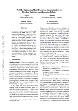 PoBRL: Optimizing Multi-Document Summarization by Blending Reinforcement
  Learning Policies