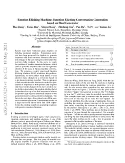 Emotion Eliciting Machine: Emotion Eliciting Conversation Generation
  based on Dual Generator