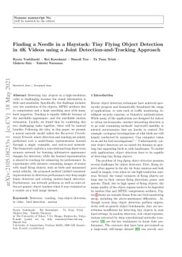 Finding a Needle in a Haystack: Tiny Flying Object Detection in 4K
  Videos using a Joint Detection-and-Tracking Approach