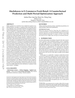 Markdowns in E-Commerce Fresh Retail: A Counterfactual Prediction and
  Multi-Period Optimization Approach