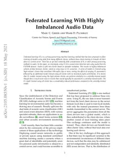 Federated Learning With Highly Imbalanced Audio Data