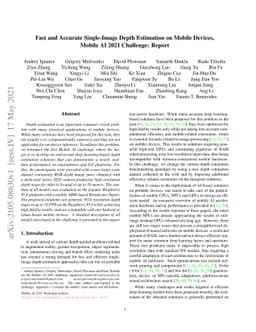 Fast and Accurate Single-Image Depth Estimation on Mobile Devices,
  Mobile AI 2021 Challenge: Report