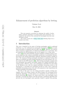 Enhancement of prediction algorithms by betting
