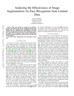 Analyzing the effectiveness of image augmentations for face recognition
  from limited data