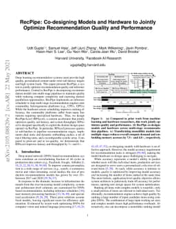 RecPipe: Co-designing Models and Hardware to Jointly Optimize
  Recommendation Quality and Performance