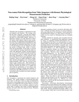 Non-contact Pain Recognition from Video Sequences with Remote
  Physiological Measurements Prediction