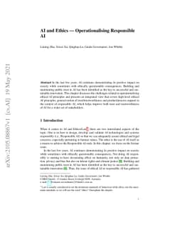 AI and Ethics -- Operationalising Responsible AI