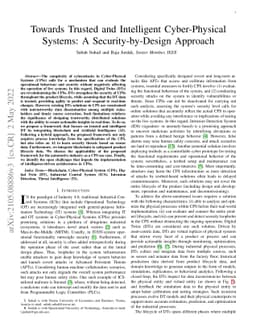 Towards Trusted and Intelligent Cyber-Physical Systems: A
  Security-by-Design Approach