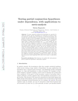 Testing partial conjunction hypotheses under dependency, with
  applications to meta-analysis