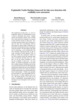 Explainable Tsetlin Machine framework for fake news detection with
  credibility score assessment