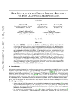 High performance and energy efficient inference for deep learning on ARM
  processors