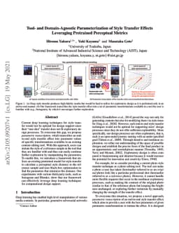 Tool- and Domain-Agnostic Parameterization of Style Transfer Effects
  Leveraging Pretrained Perceptual Metrics