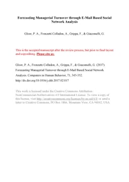 Forecasting managerial turnover through e-mail based social network
  analysis
