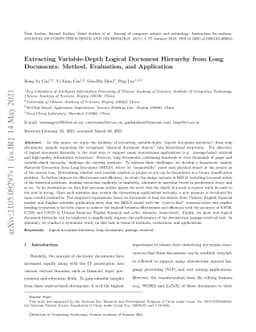 Extracting Variable-Depth Logical Document Hierarchy from Long
  Documents: Method, Evaluation, and Application