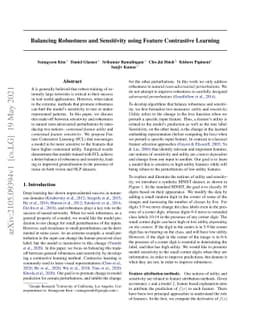 Balancing Robustness and Sensitivity using Feature Contrastive Learning