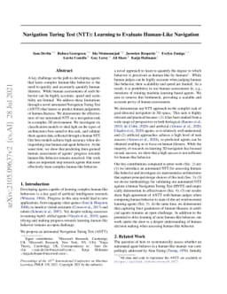 Navigation Turing Test (NTT): Learning to Evaluate Human-Like Navigation