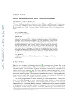 Survey and Perspective on Social Emotions in Robotics